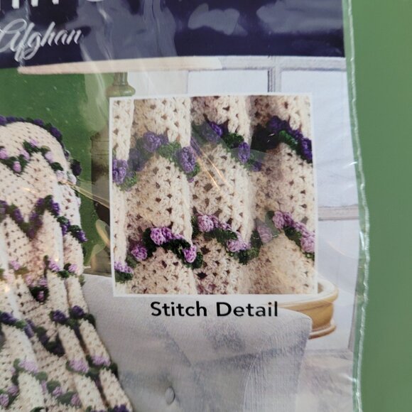 Herrschners Violet Ripple Afghan Crochet Kit - Picture 2 of 3